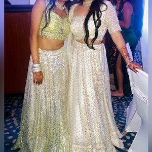 Green and silver sequin lengha (worn only once)